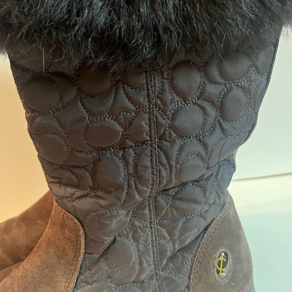COACH Talen Genuine Rabbit Fur Cuff Quilted Boots Women's Size 6 M Brown - Picture 7 of 12
